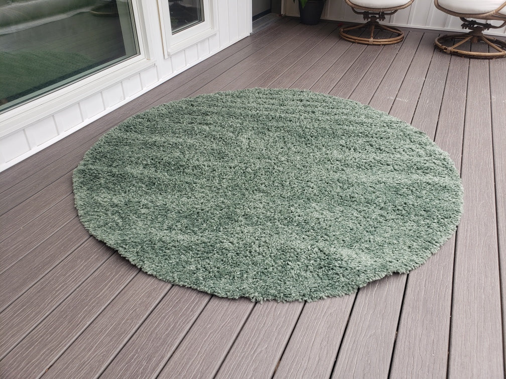 6' Round Abbiney Solid Accent Shag Rug