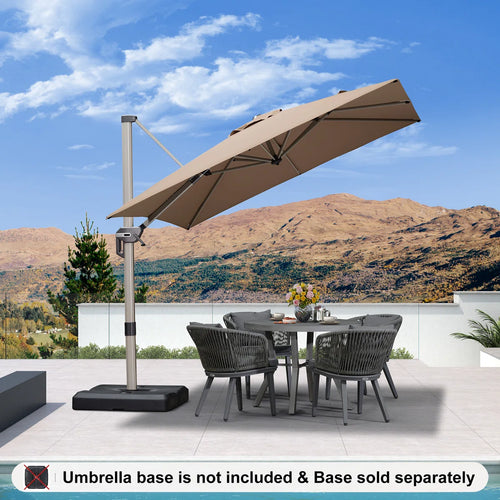 Rikuto 8' Square Cantilever Aluminum Offset Umbrella with 360° Rotation