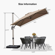 Load image into Gallery viewer, Rikuto 8&#39; Square Cantilever Aluminum Offset Umbrella with 360° Rotation
