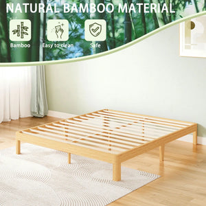 Ruberta 10" High Solid Wood Platform Bed, Bamboo Material, Easy Assembly, No Squeak, FULL SIZE