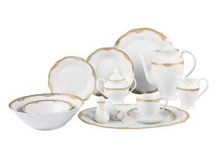 Load image into Gallery viewer, Catherine 57 Piece Wavy Edge Gold Trim Dinnerware Service for 8 By Lorren Home Trends