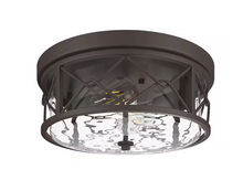 Load image into Gallery viewer, Industrial 13.8 in. 2-Light Oil Rubbed Bronze Farmhouse Flush Mount Ceiling Light with Glass Shade