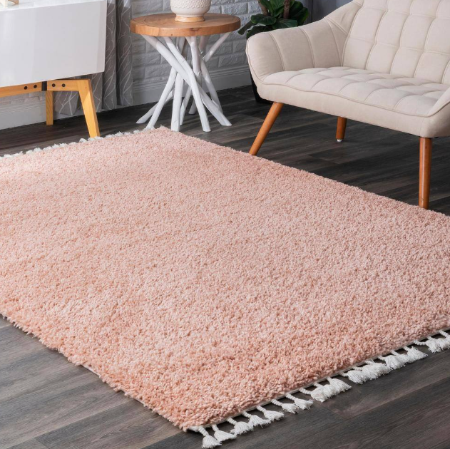 8’ Sq Neva Plush Shag Pink Area Rug