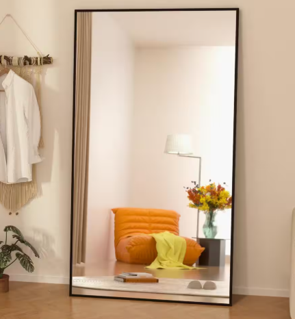 71 in. H Oversized Rectangle Full Length Mirror Framed Black Wall Mounted/Standing Mirror large Floor Mirror