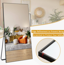 Load image into Gallery viewer, 71 in. H Oversized Rectangle Full Length Mirror Framed Black Wall Mounted/Standing Mirror large Floor Mirror