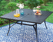 Load image into Gallery viewer, Black Slat Square Metal Patio Outdoor Dining Table