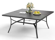 Load image into Gallery viewer, Black Slat Square Metal Patio Outdoor Dining Table
