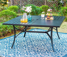 Load image into Gallery viewer, Black Slat Square Metal Patio Outdoor Dining Table
