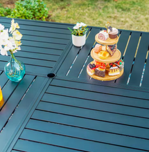 Load image into Gallery viewer, Black Slat Square Metal Patio Outdoor Dining Table
