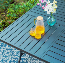 Load image into Gallery viewer, Black Slat Square Metal Patio Outdoor Dining Table