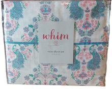 Load image into Gallery viewer, Twin 3pc Whim by Martha Stewart Collection Peacock Sheet Set 250 Threads
