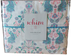 Twin 3pc Whim by Martha Stewart Collection Peacock Sheet Set 250 Threads