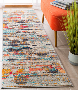 2'2" x 14' Loomed Polypropylene Ivory/Multi Rectangular Indoor Abstract Bohemian Runner