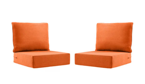 Carolina 24 in. x 24 in. x 6 in. Olefin 4-Piece Deep Seating Outdoor Lounge Chair Sofa Cushion in Orange