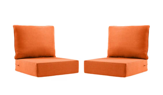 Carolina 24 in. x 24 in. x 6 in. Olefin 4-Piece Deep Seating Outdoor Lounge Chair Sofa Cushion in Orange