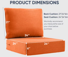Load image into Gallery viewer, Carolina 24 in. x 24 in. x 6 in. Olefin 4-Piece Deep Seating Outdoor Lounge Chair Sofa Cushion in Orange