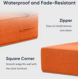 Carolina 24 in. x 24 in. x 6 in. Olefin 4-Piece Deep Seating Outdoor Lounge Chair Sofa Cushion in Orange