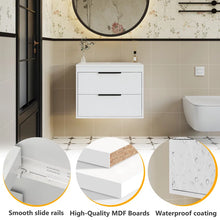 Load image into Gallery viewer, Sharee 24" Modern Wall Mounted Single Bathroom Vanity Base Only, Vessel Sink not Included, WHITE