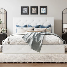 Load image into Gallery viewer, Queen Silvester Modern Upholstered Platform Storage Bed with Wooden Slats, no box spring needed