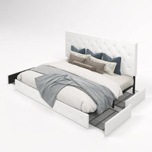 Load image into Gallery viewer, Queen Silvester Modern Upholstered Platform Storage Bed with Wooden Slats, no box spring needed
