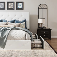 Load image into Gallery viewer, Queen Silvester Modern Upholstered Platform Storage Bed with Wooden Slats, no box spring needed