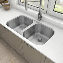 Load image into Gallery viewer, Sinber 32&quot; x 18&quot; Undermount Double Bowl Kitchen Sink with 18 Gauge 304 Stainless Steel Satin Finish