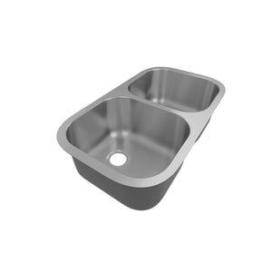 Sinber 32" x 18" Undermount Double Bowl Kitchen Sink with 18 Gauge 304 Stainless Steel Satin Finish