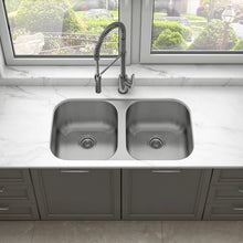 Load image into Gallery viewer, Sinber 32&quot; x 18&quot; Undermount Double Bowl Kitchen Sink with 18 Gauge 304 Stainless Steel Satin Finish