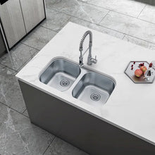 Load image into Gallery viewer, Sinber 32&quot; x 18&quot; Undermount Double Bowl Kitchen Sink with 18 Gauge 304 Stainless Steel Satin Finish