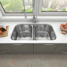 Load image into Gallery viewer, Sinber 32&quot; x 18&quot; Undermount Double Bowl Kitchen Sink with 18 Gauge 304 Stainless Steel Satin Finish