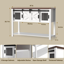 Load image into Gallery viewer, Jojoka 47” Entryway Table with Storage Sofa Table with Sliding Barn Door and Open Shelf,White