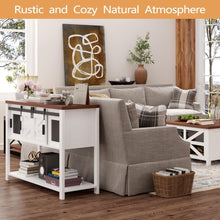 Load image into Gallery viewer, Jojoka 47” Entryway Table with Storage Sofa Table with Sliding Barn Door and Open Shelf,White