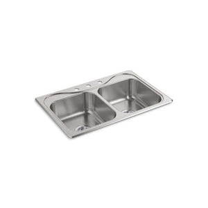 Southhaven 33'' L Drop-In Double Bowl Stainless Steel Kitchen Sink