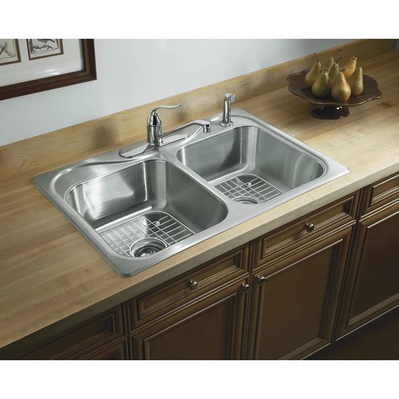 Southhaven 33'' L Drop-In Double Bowl Stainless Steel Kitchen Sink