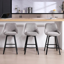 Load image into Gallery viewer, Corrigan Studio Swivel 25.6&#39;&#39; Linen Counter Stool (Set of 3), GREY