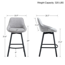 Load image into Gallery viewer, Corrigan Studio Swivel 25.6&#39;&#39; Linen Counter Stool (Set of 3), GREY