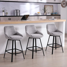 Load image into Gallery viewer, Corrigan Studio Swivel 25.6&#39;&#39; Linen Counter Stool (Set of 3), GREY