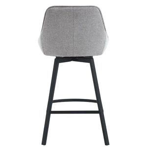 Corrigan Studio Swivel 25.6'' Linen Counter Stool (Set of 3), GREY