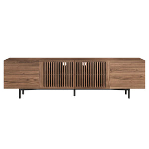 JASIWAY Minimalist TV Stand Slatted Media Console with 4 Doors Storage