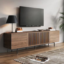 Load image into Gallery viewer, JASIWAY Minimalist TV Stand Slatted Media Console with 4 Doors Storage