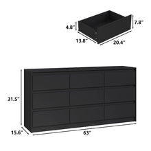 Load image into Gallery viewer, Teasley 9-drawer Dresser, 63&quot; W Double Dresser For Bedroom