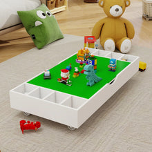 Load image into Gallery viewer, The 2 In 1 Rollaway Play Table And Toy Organizer Compatible With Lego Suitable For Storing Under Bed Or Sofa (38&quot; X 18.7&quot; X 5.9&quot;)