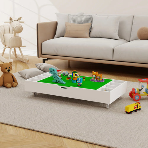 The 2 In 1 Rollaway Play Table And Toy Organizer Compatible With Lego Suitable For Storing Under Bed Or Sofa (38