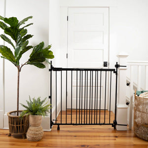 The Stairway+ 46W Series Pet and Baby Gate, Openings 31"-46" Wide, 32.5" Tall - Black