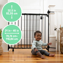Load image into Gallery viewer, The Stairway+ 46W Series Pet and Baby Gate, Openings 31&quot;-46&quot; Wide, 32.5&quot; Tall - Black