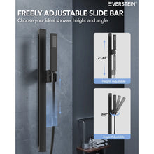 Load image into Gallery viewer, Thermostatic Digital Shower System Set 16&quot; LED Shower Head with Slide Bar Handheld Spray SFS-1027-BK16