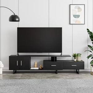LeisureMod Rectangular TV Stand with MDF Wood Frame and Powder-Coated Steel Legs – Avery Collection