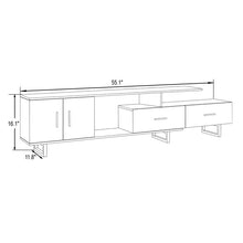 Load image into Gallery viewer, LeisureMod Rectangular TV Stand with MDF Wood Frame and Powder-Coated Steel Legs – Avery Collection