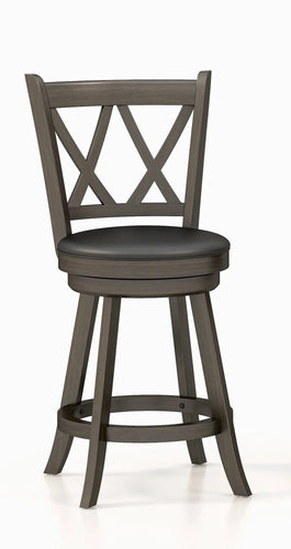 Single Tolead 24-Inch 360-Degree Swivel Bar Stool with PVC Cushioned Seat, Gray