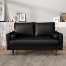 Load image into Gallery viewer, Tolya 57&#39;&#39; Faux Leather Loveseat, Black